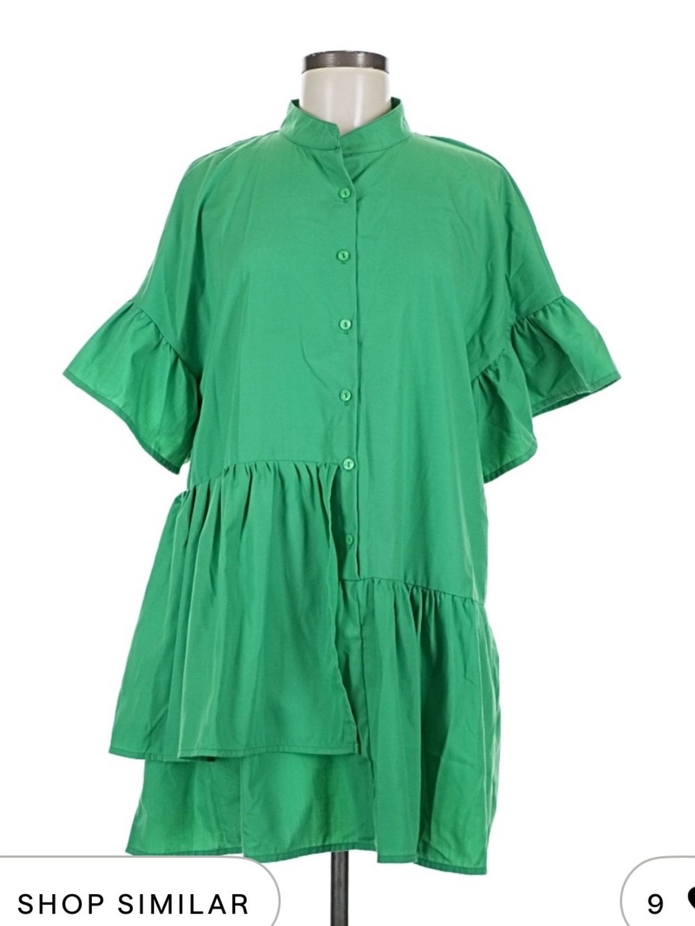 Sunday Green Tiered Ruffle Button-Front Mini Dress